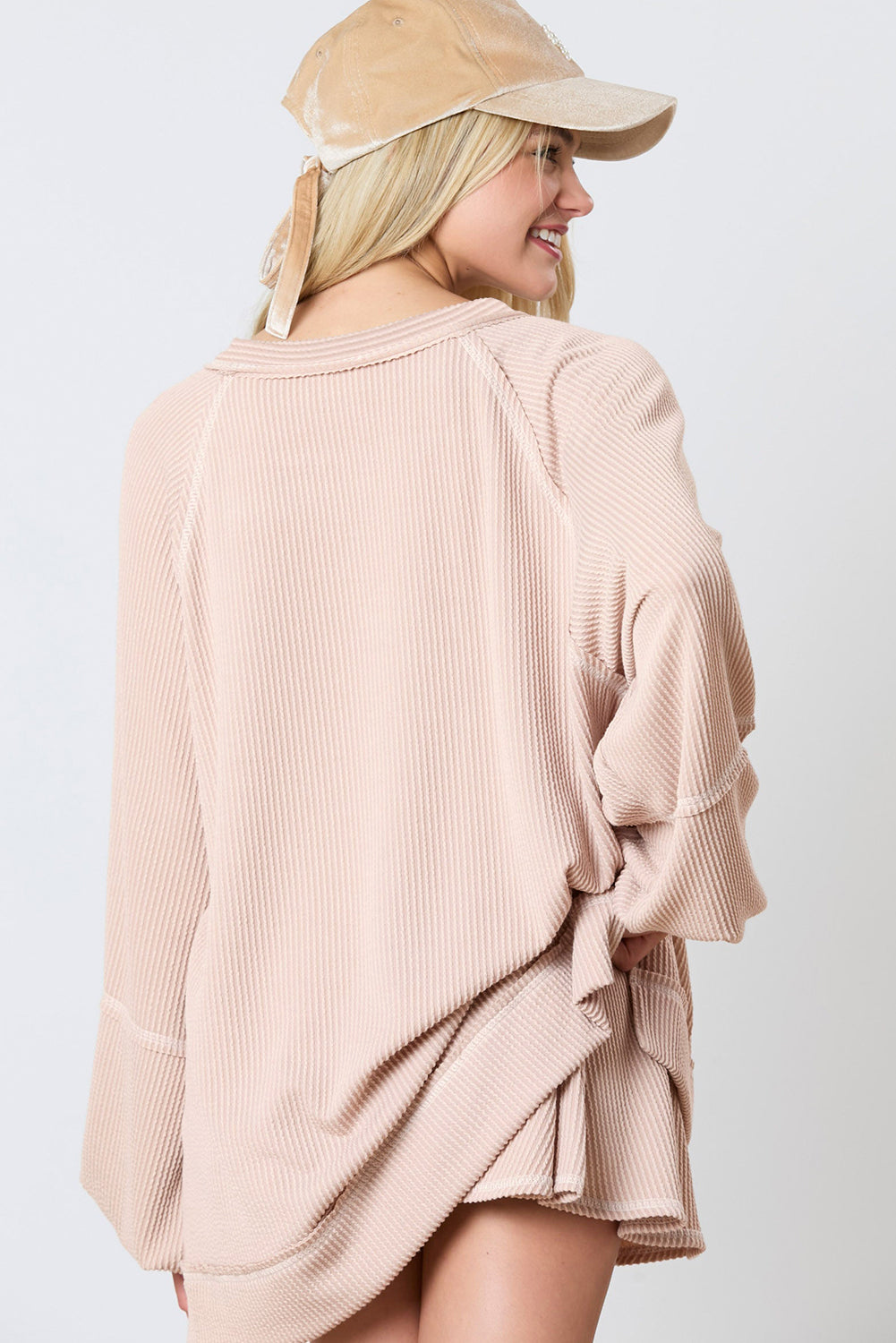 Jet Stream Corded Lantern Sleeve Top High Waist Ruffled Mini Skort Set